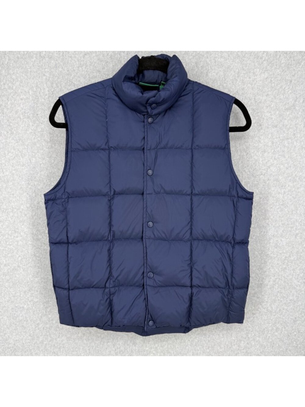 LL Bean Men Quilted Down Puffer Vest Size M Blue Pockets Classic Snap Close GORP